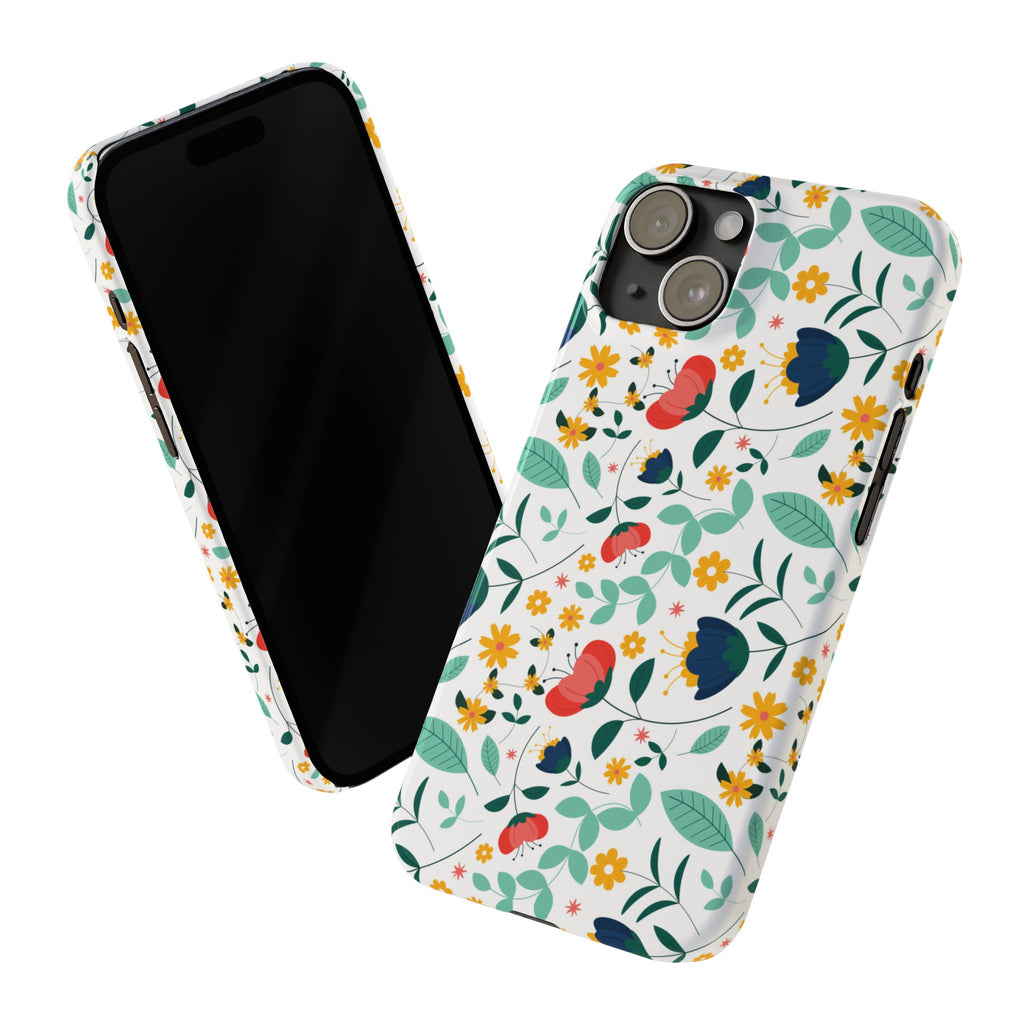 Floral Slim Phone Case — Colorful Folk Flower Pattern