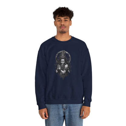 Shiva Meditation Crewneck Sweatshirt — Detailed Shiva Portrait Spiritual Yoga Pullover