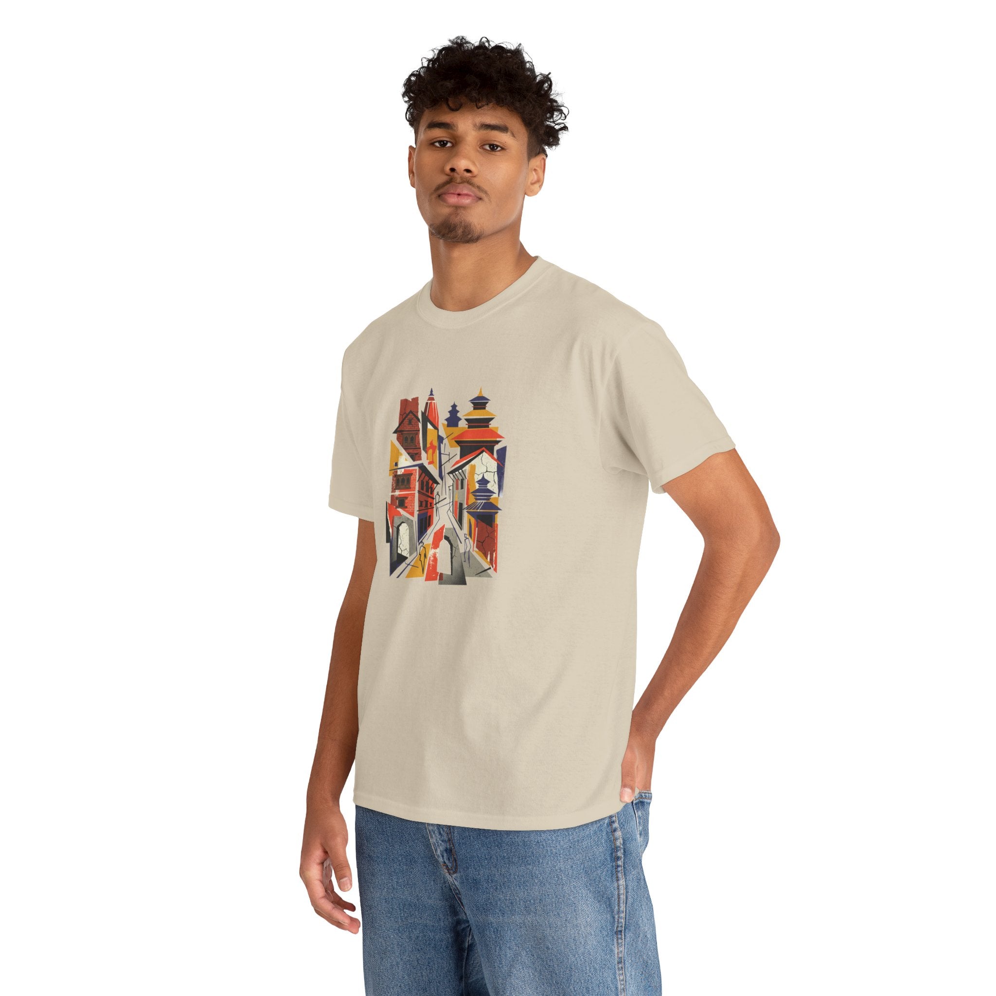 Cityscape Abstract Tee — Colorful Urban Architecture Graphic T‑Shirt