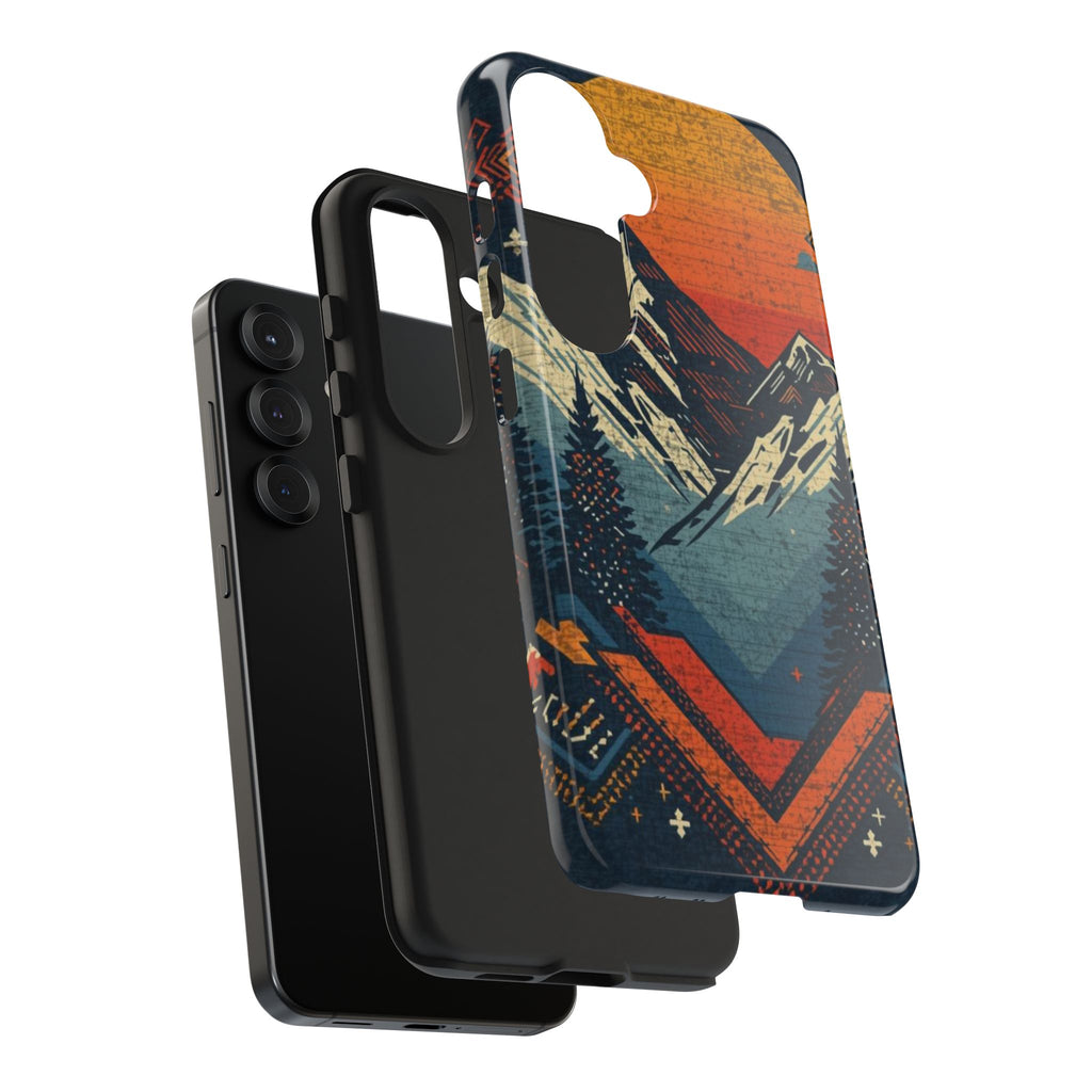 Tough Phone Case — Retro Mountain Sunset Design