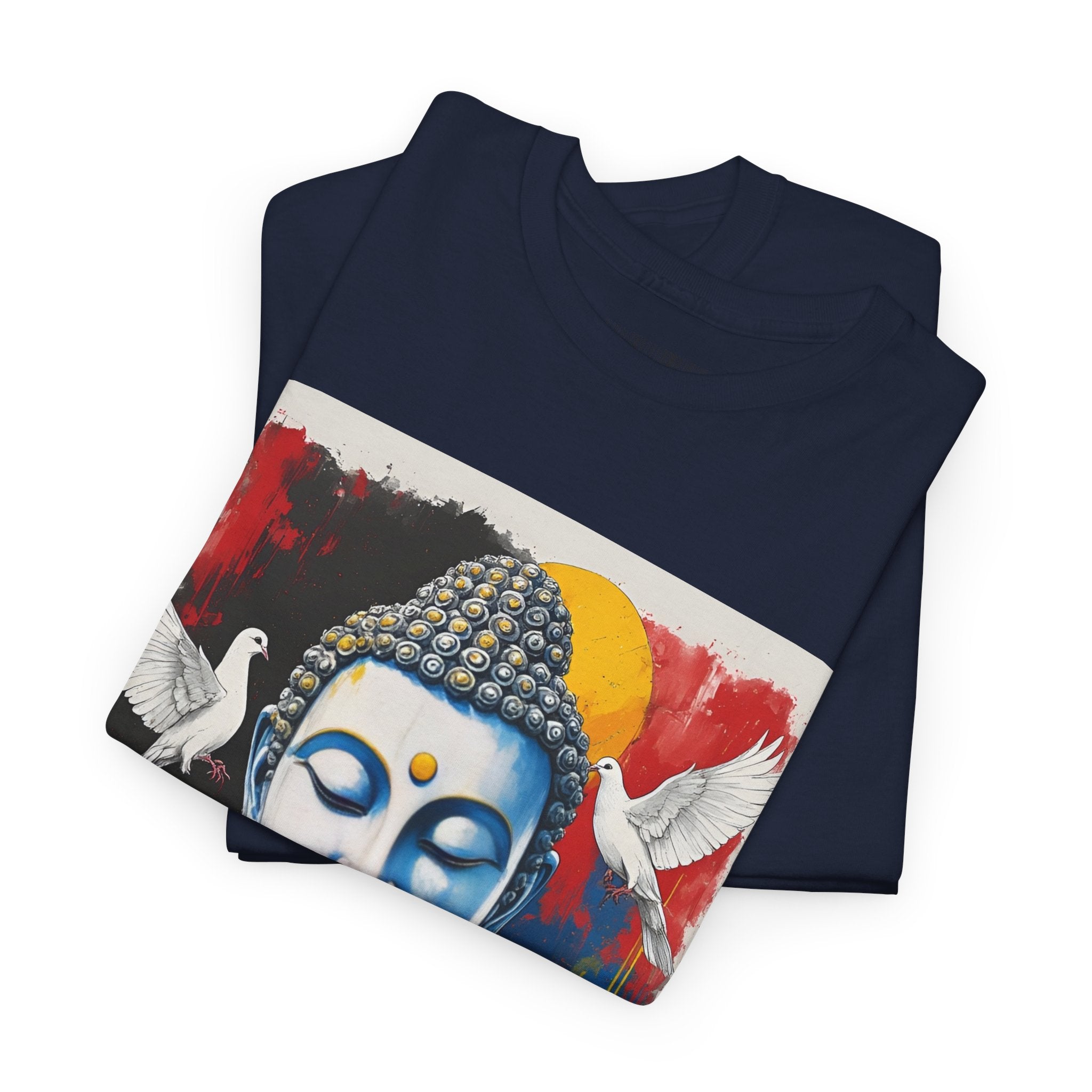 Buddha Peace Tee — Colorful Buddha & Doves Graphic T-Shirt