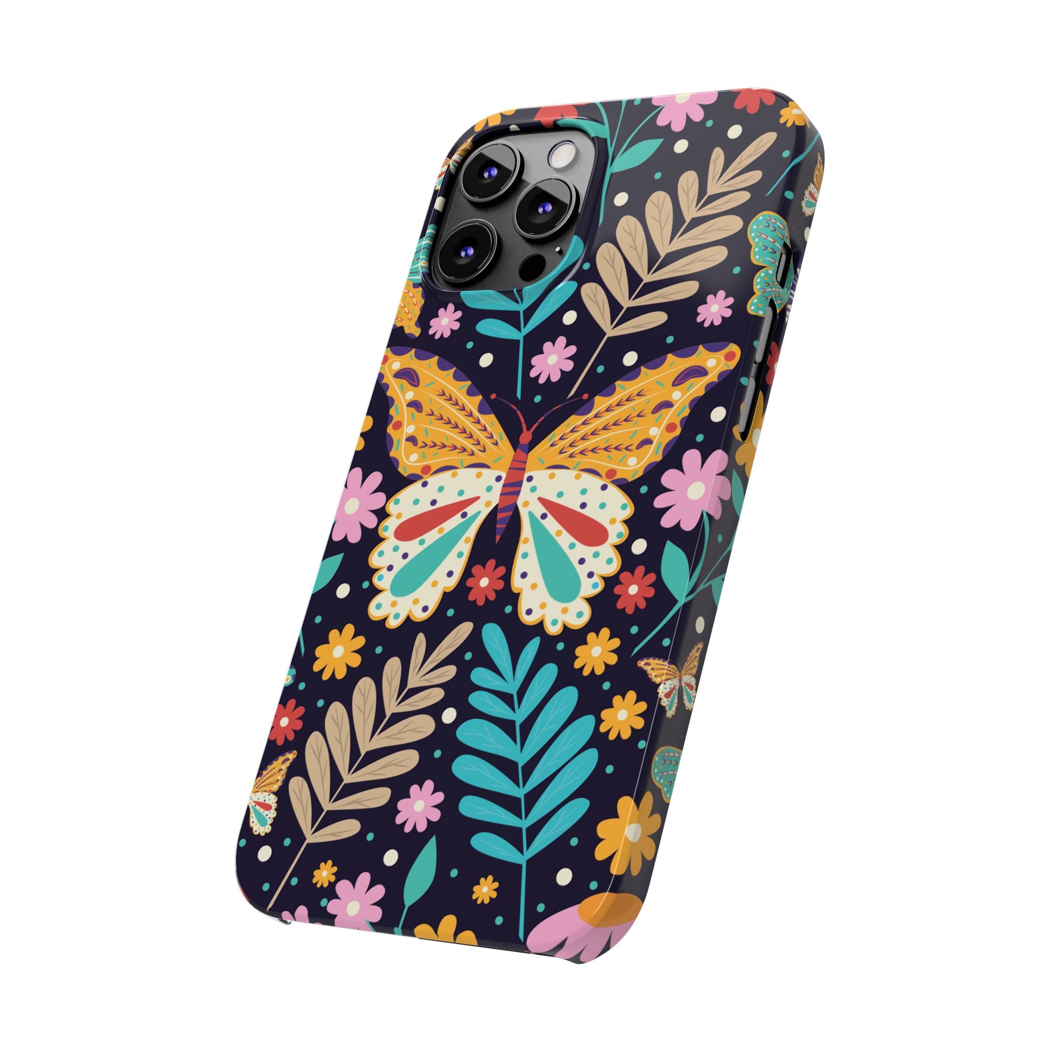 Butterfly Floral Slim Phone Case — Colorful Boho Garden Design