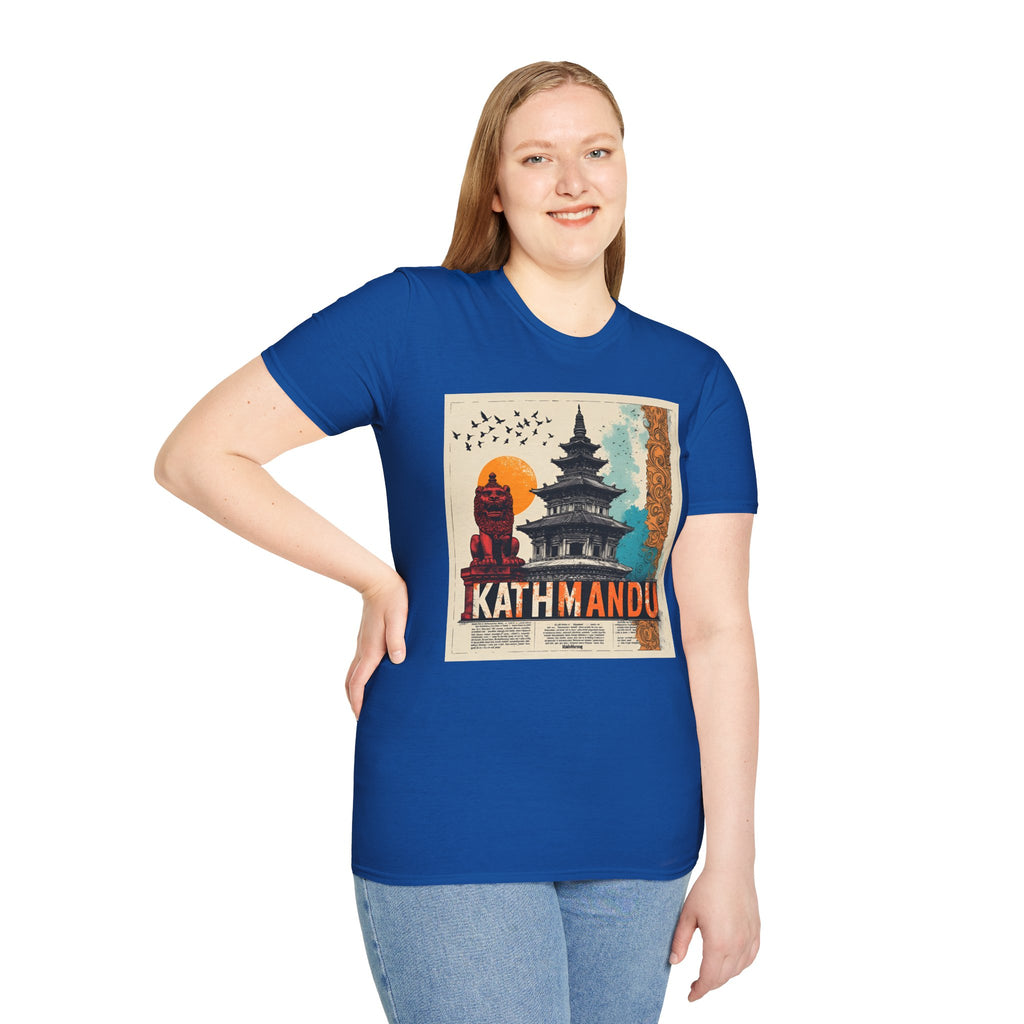 Kathmandu Vintage Travel T-Shirt – Retro Nepal Skyline Graphic Tee, Cultural Tourism Design