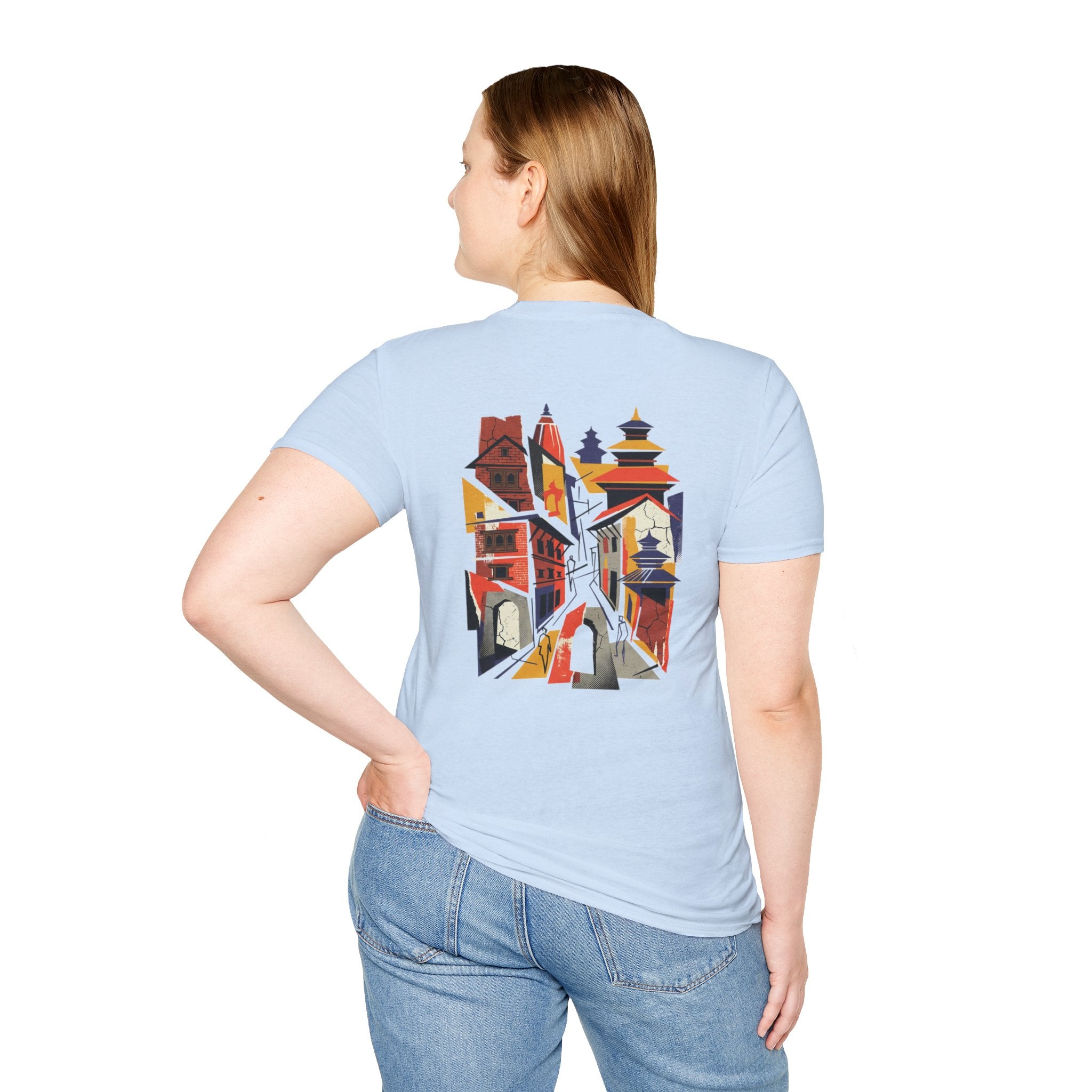 Nepal Street Scene T-Shirt — Colorful Kathmandu Illustration Tee