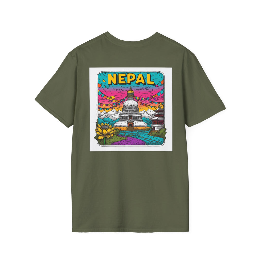 Nepal Graphic T-Shirt — Colorful Stupa Travel Tee