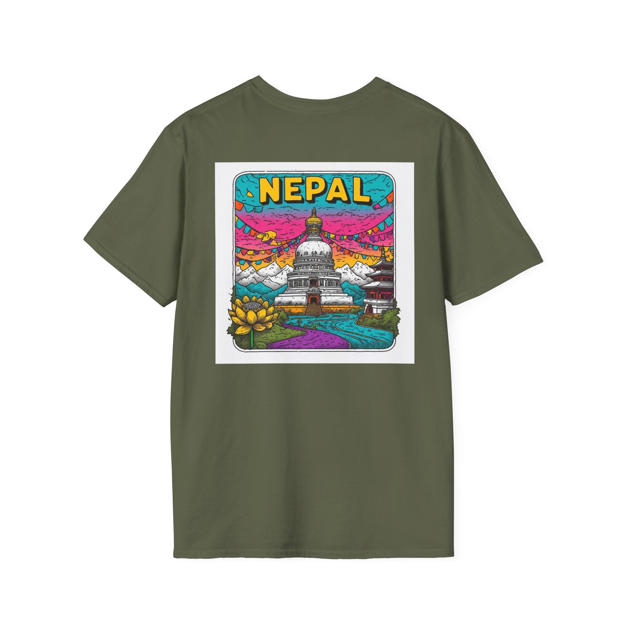Nepal Graphic T-Shirt — Colorful Stupa Travel Tee