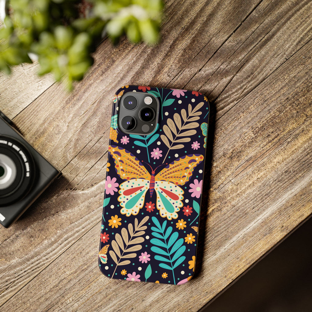 Butterfly Floral Slim Phone Case — Colorful Boho Garden Design