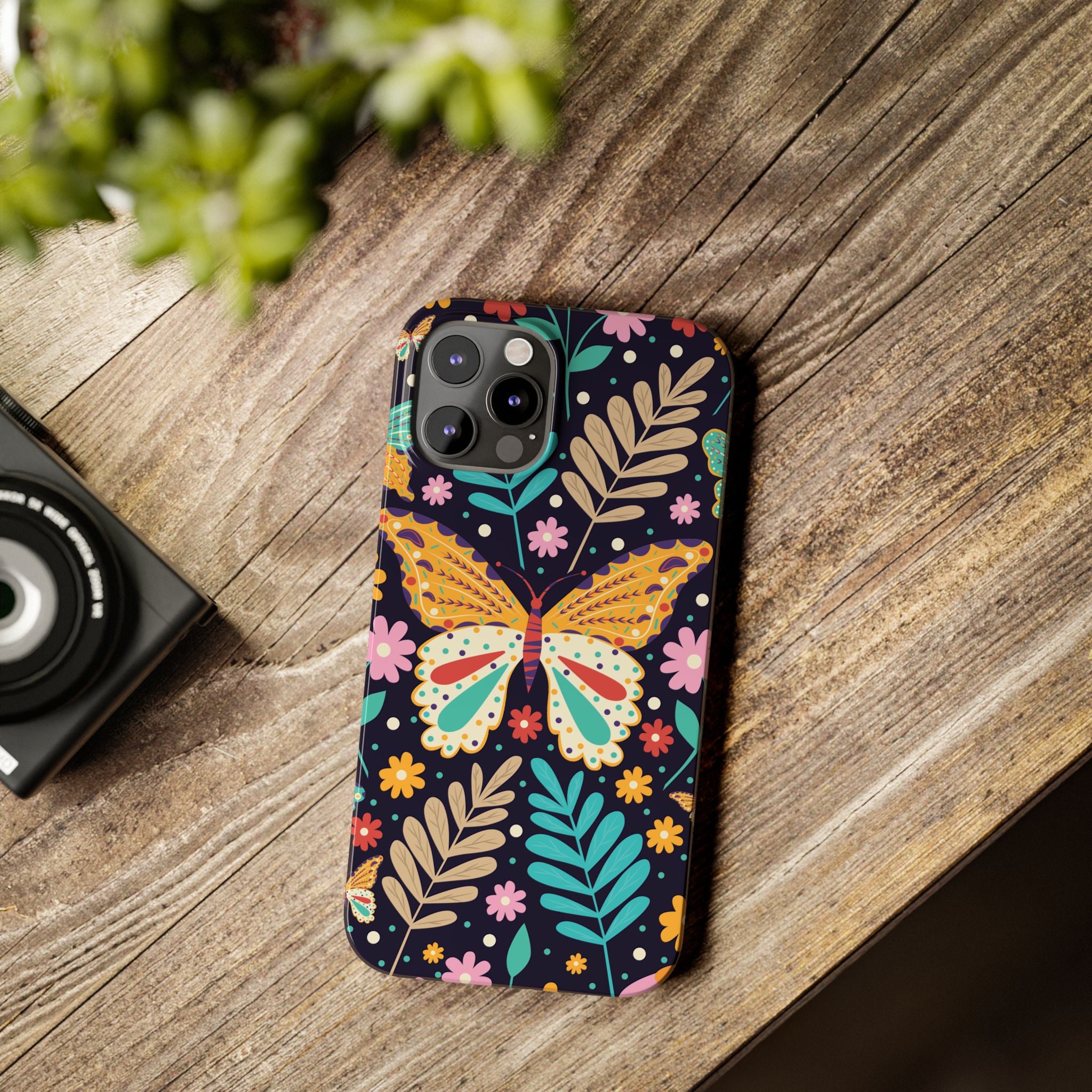 Butterfly Floral Slim Phone Case — Colorful Boho Garden Design