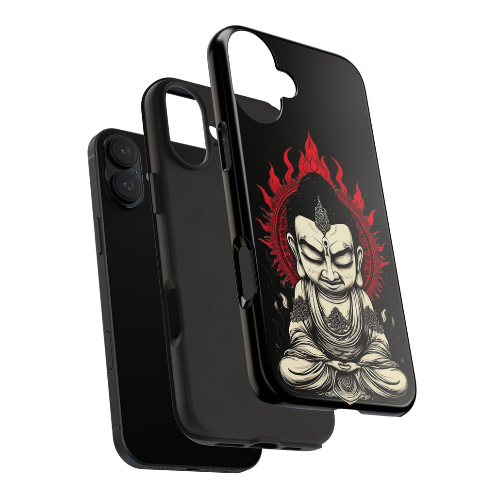 Meditative Buddha Tough Phone Case — Red Flame Zen Protection
