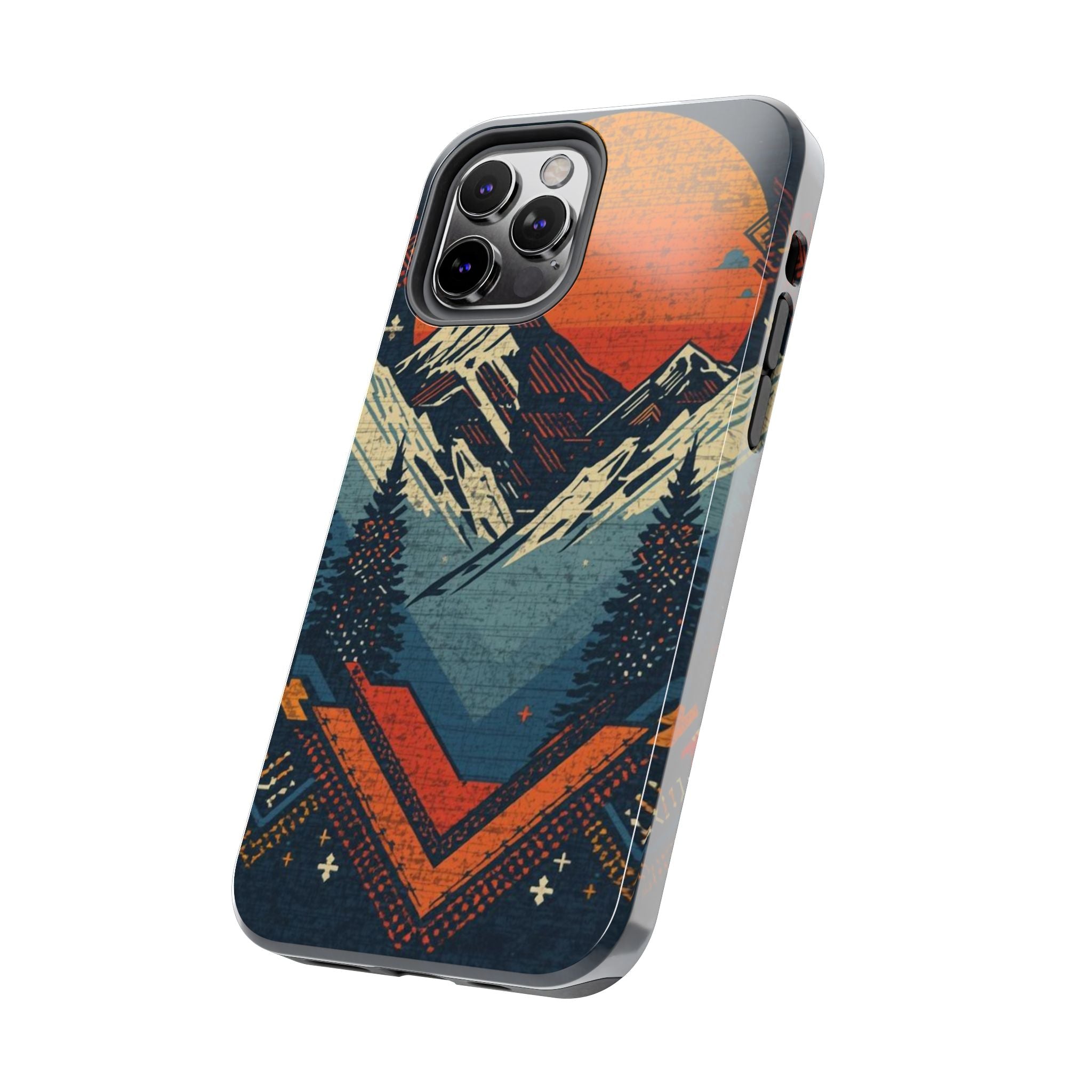 Tough Phone Case — Retro Mountain Sunset Design