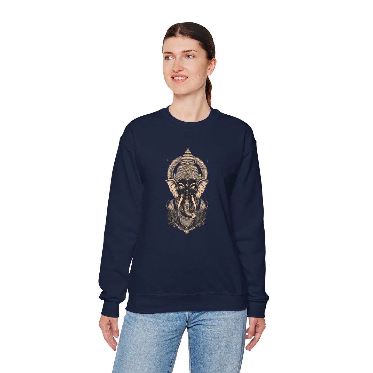 Elephant Mandala Crewneck Sweatshirt — Spiritual Indian-Inspired Graphic