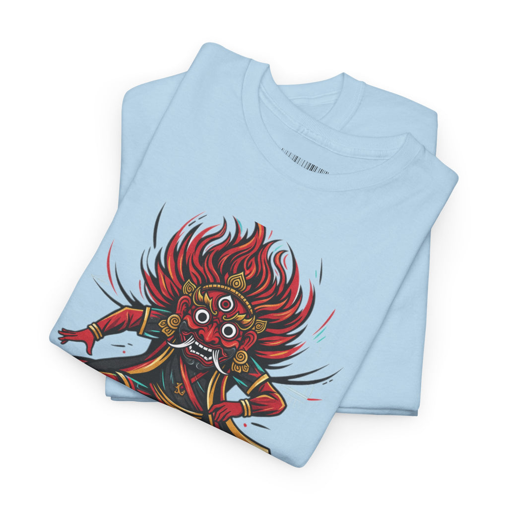 T-Shirt — Fierce Red Oni Demon Graphic Tee (Mythic Japanese Mask Design)