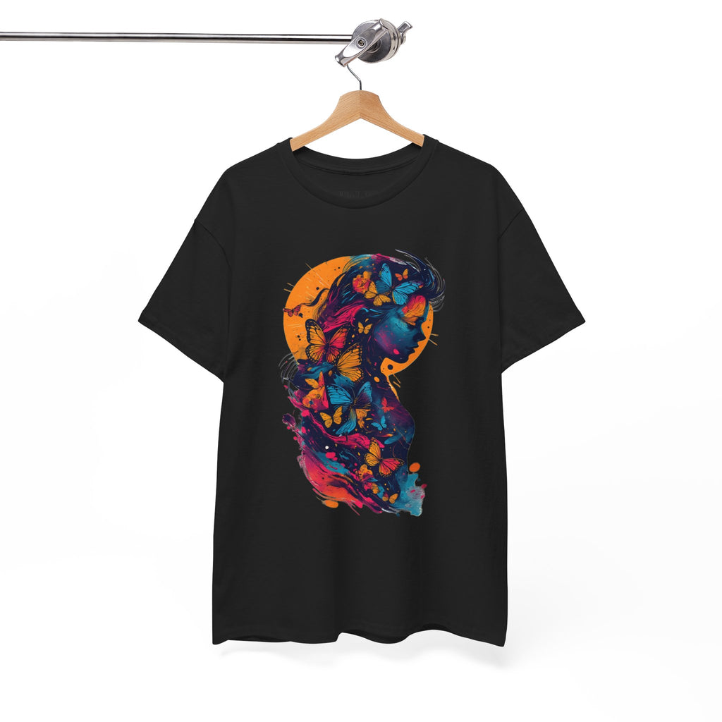 Butterfly Silhouette Graphic Tee — Colorful Maternity Profile Design