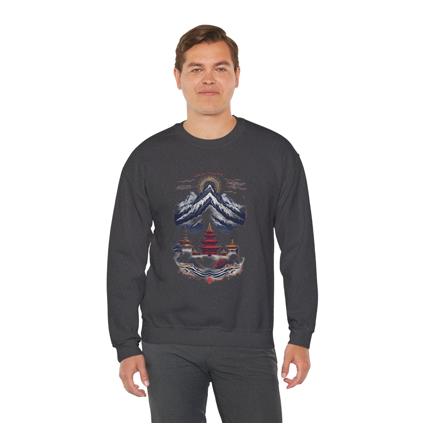 Japanese Mountain Pagoda Crewneck Sweatshirt