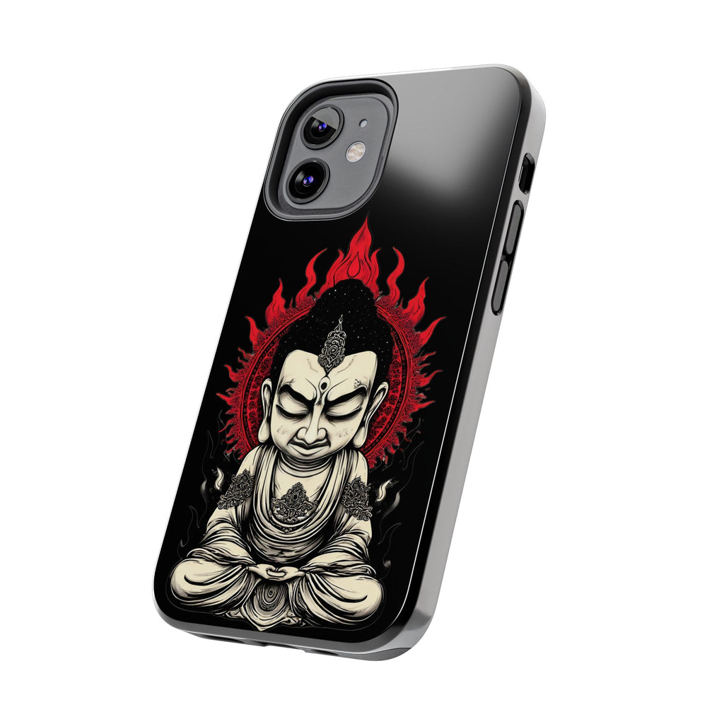 Meditative Buddha Tough Phone Case — Red Flame Zen Protection