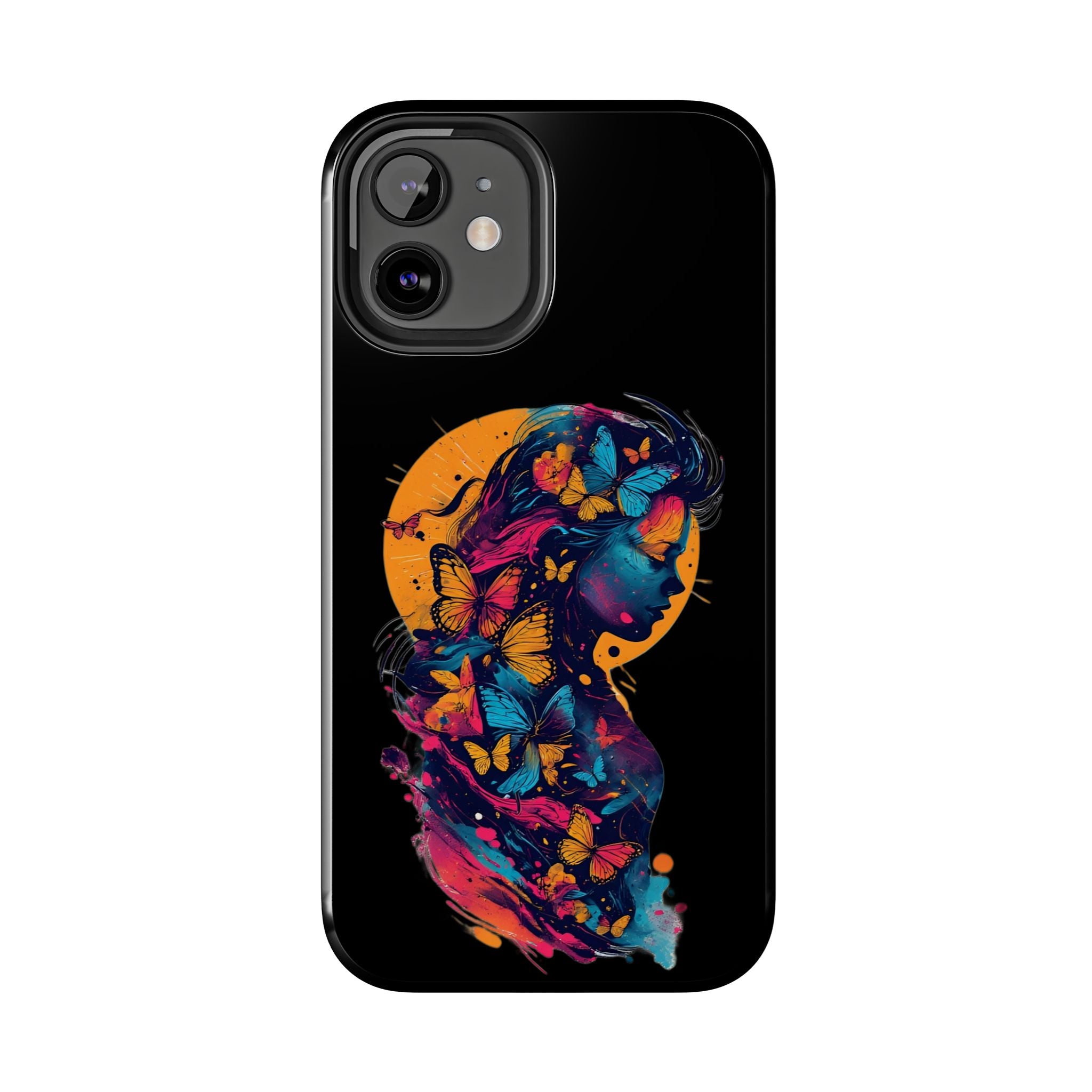 Butterfly Silhouette Tough Phone Case — Colorful Woman Art Protective Cover
