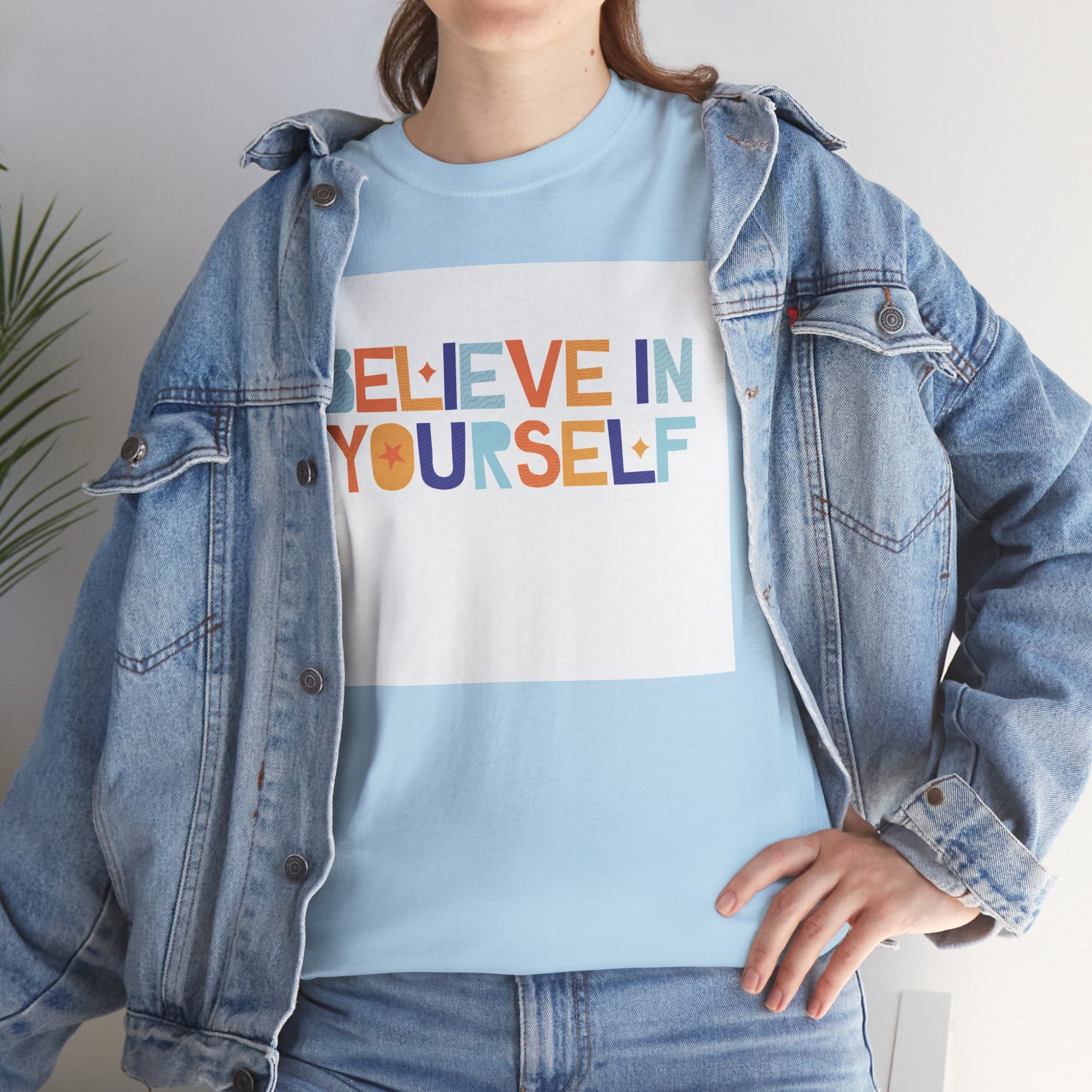 T-Shirt — "Believe in Yourself" Colorful Retro Motivational Tee