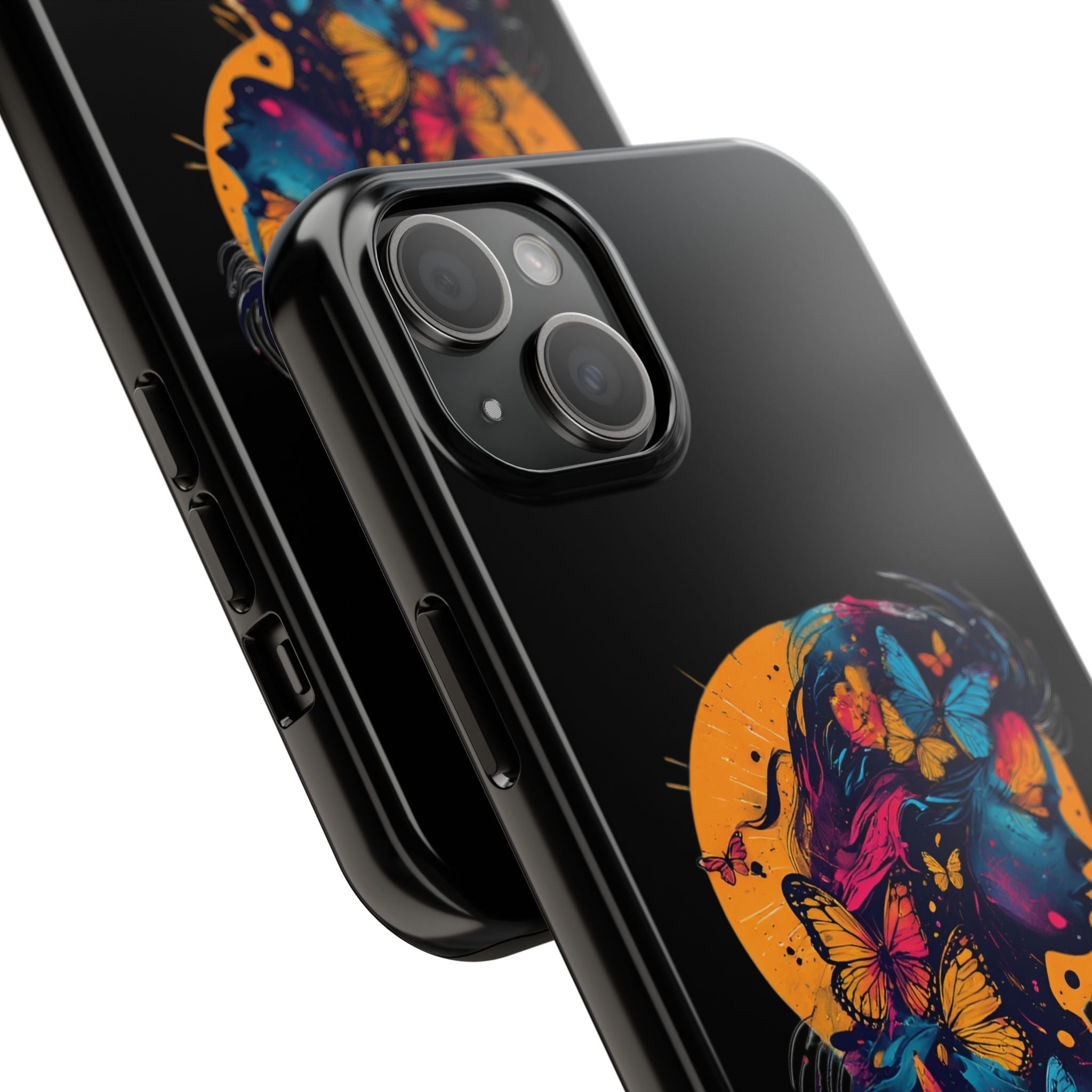 Butterfly Silhouette Tough Phone Case — Colorful Woman Art Protective Cover