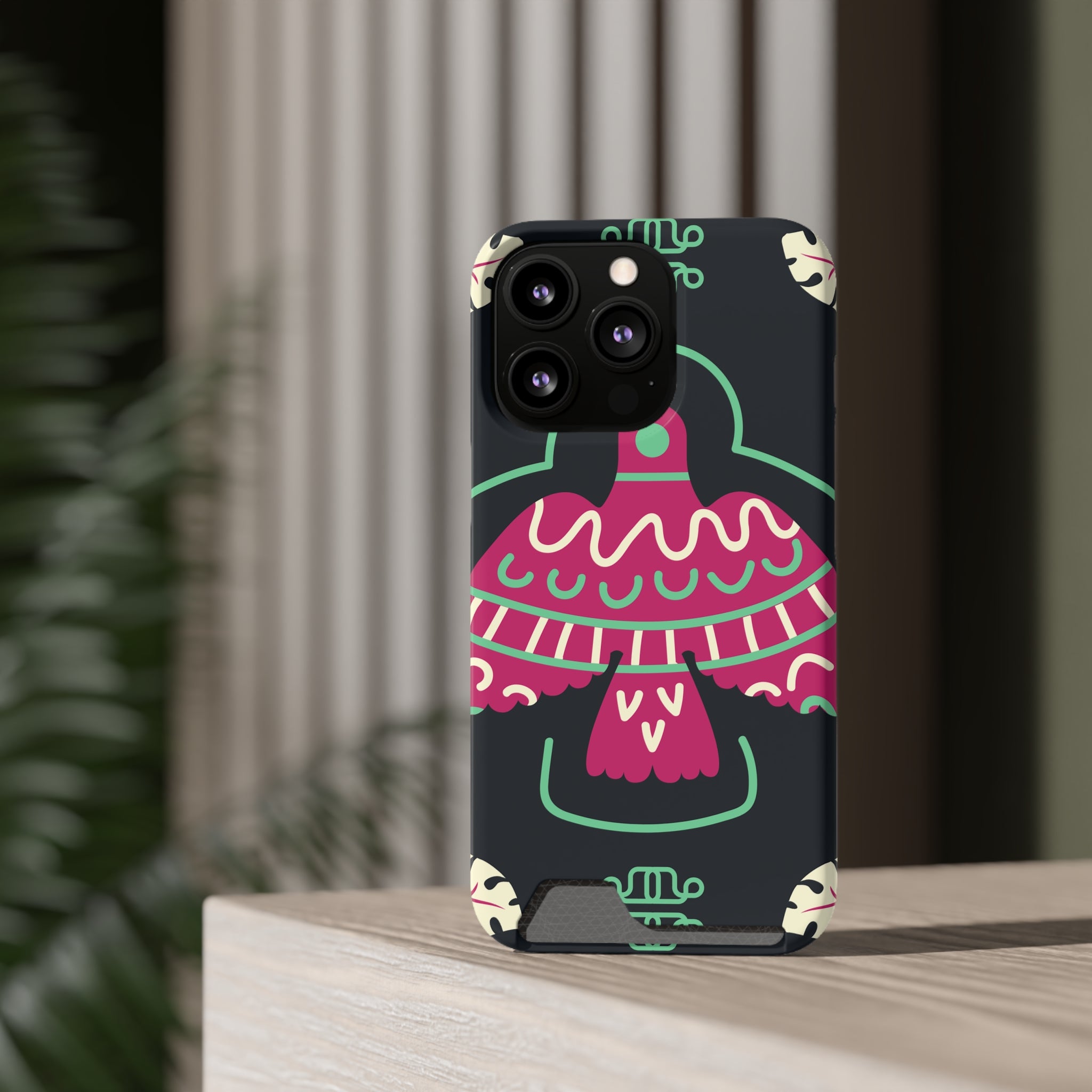 Vibrant Phone Case with Card Holder, Stylish Phone Accessory, Colorful Gift for Her, Boho Phone Cover, Trendy Mobile Case