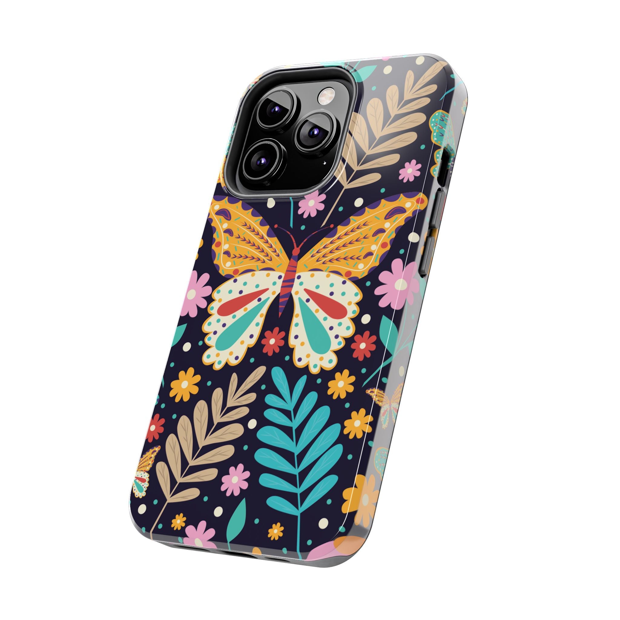 Floral Butterfly Tough Phone Case — Colorful Garden Protective Cover
