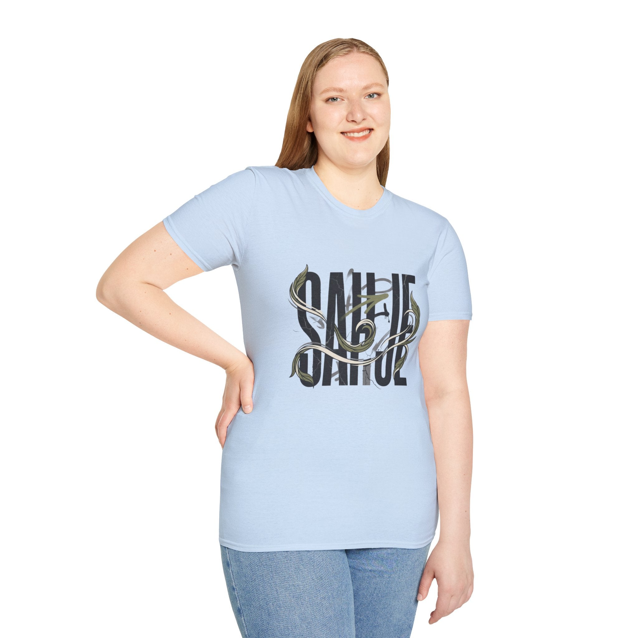 Saurus Graphic T-Shirt — Retro Block Lettering with Snake Illustration