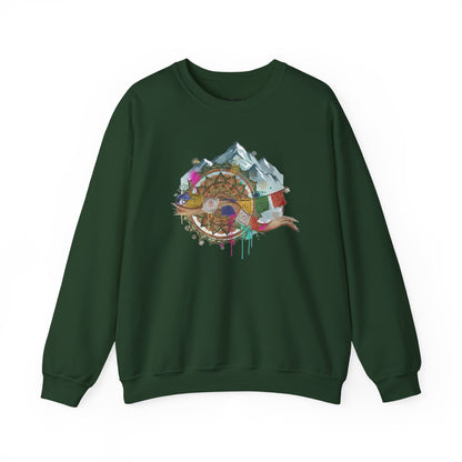 Adventure Mountain Crewneck Sweatshirt — Colorful Hiking Compass & Peaks Design