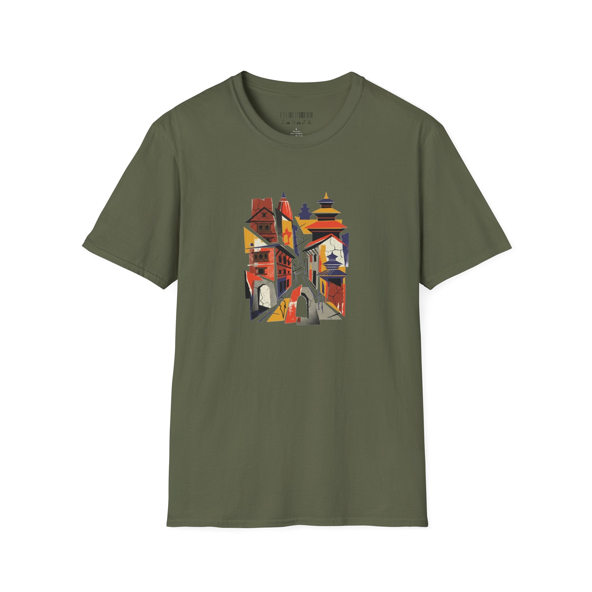 Cityscape Art Tee — Abstract Urban Alley Illustration T-Shirt
