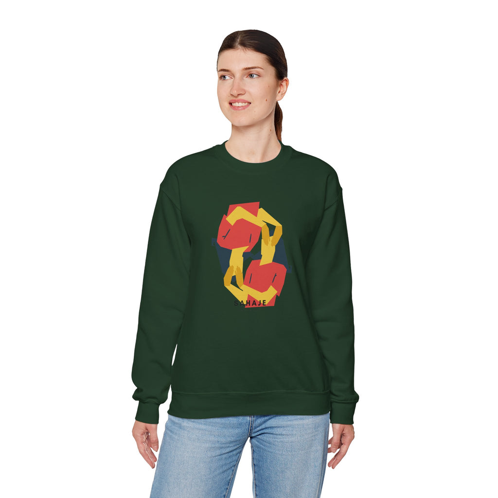 Abstract Flamingo Geometric Crewneck Sweatshirt