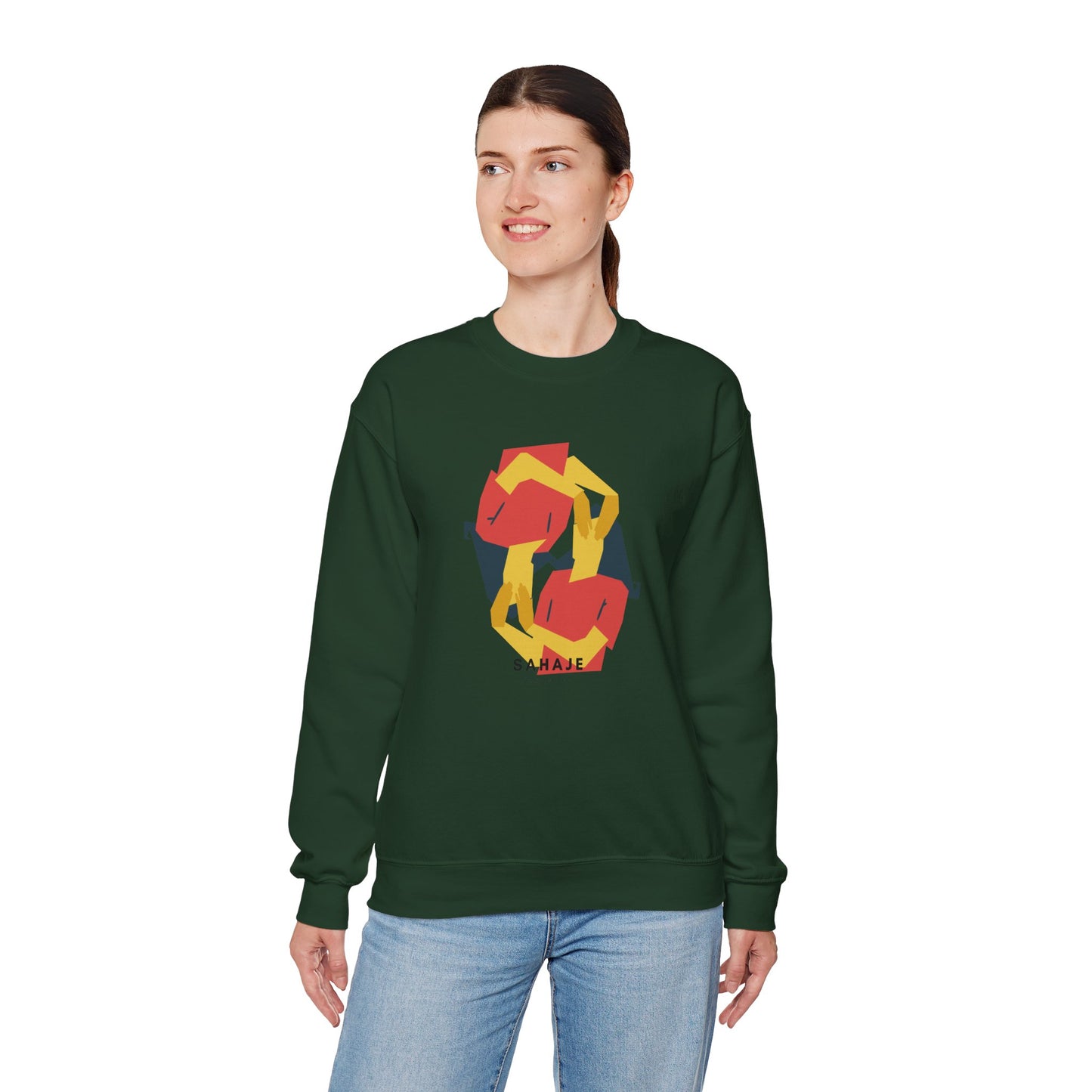 Abstract Flamingo Geometric Crewneck Sweatshirt