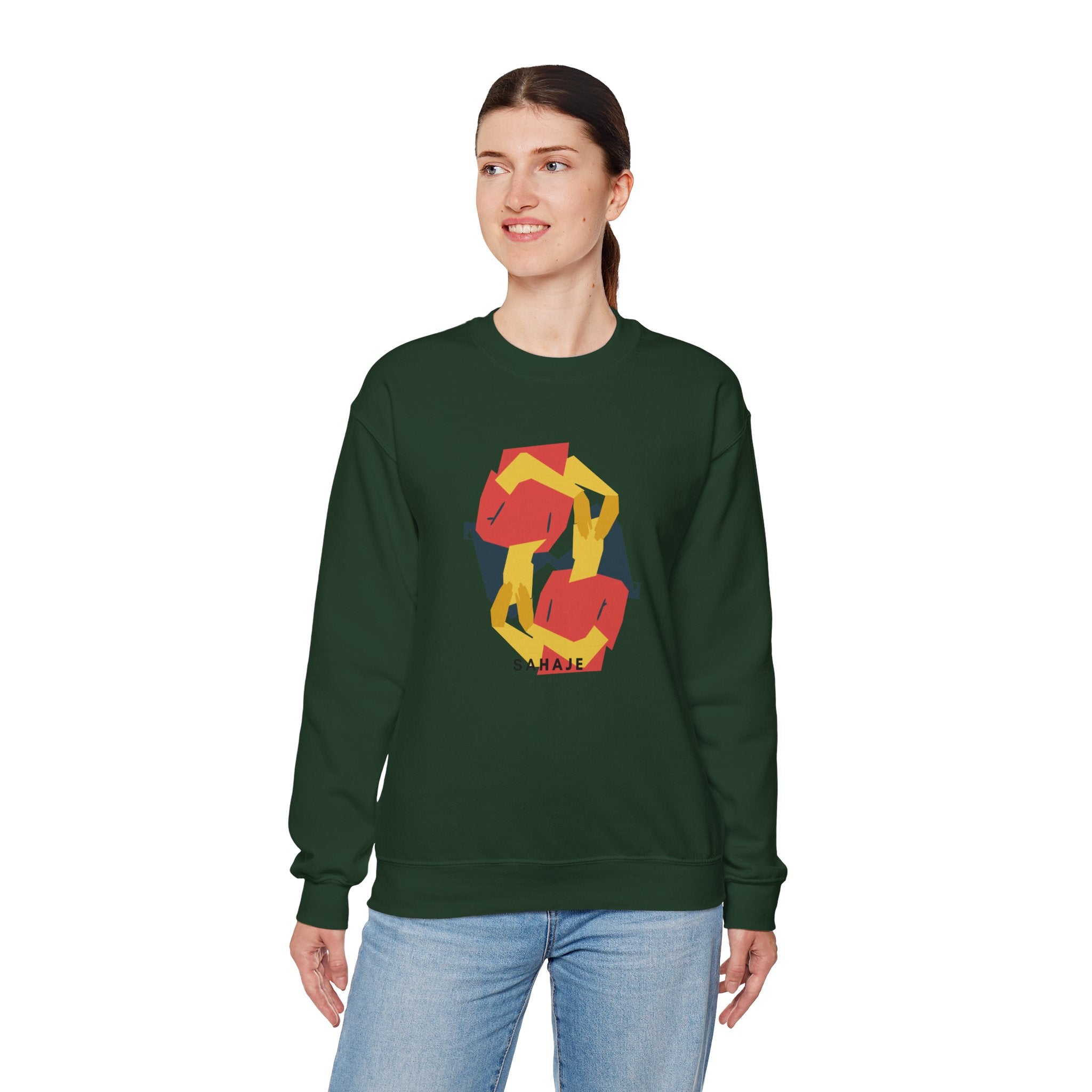 Abstract Flamingo Geometric Crewneck Sweatshirt