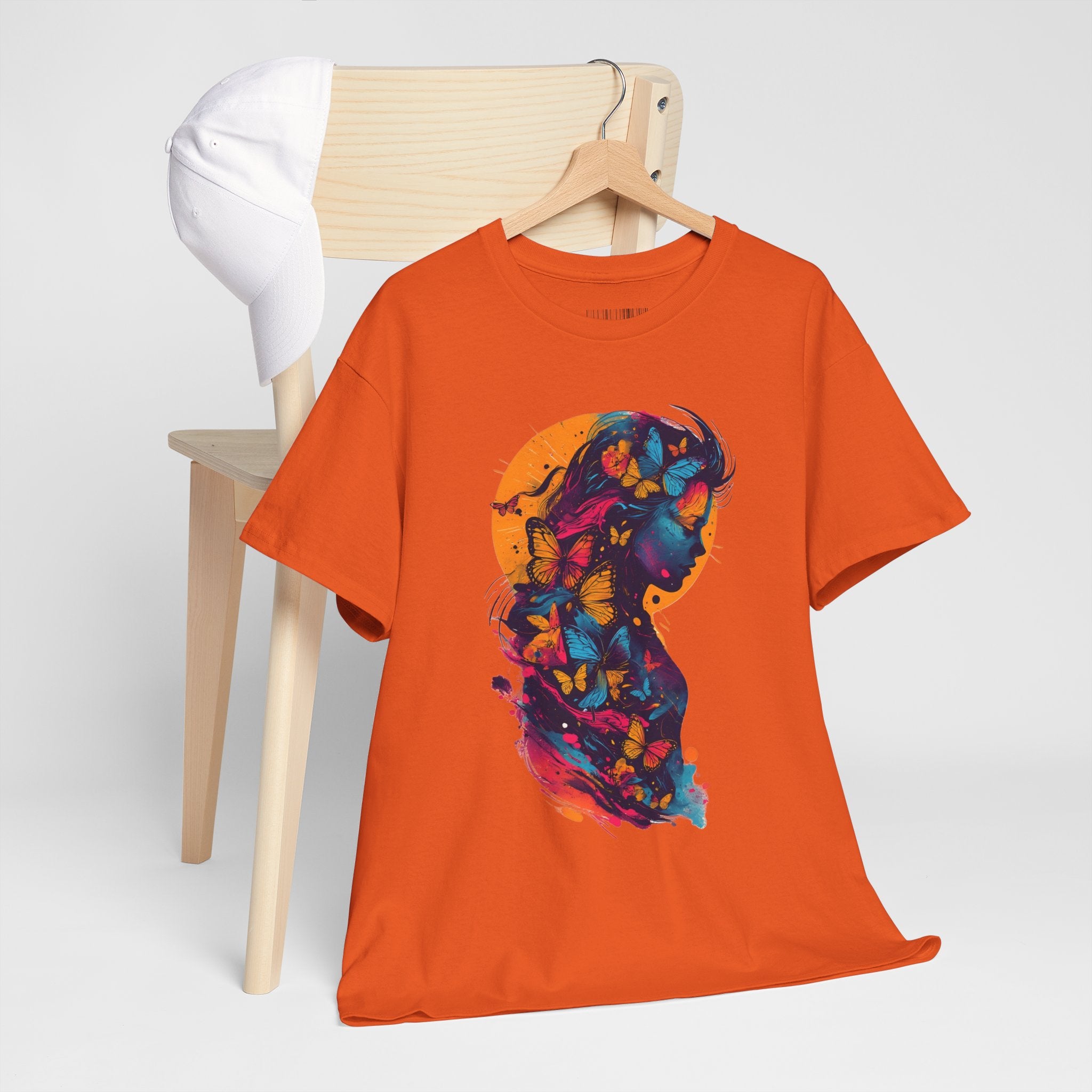 Butterfly Silhouette Graphic Tee — Colorful Maternity Profile Design