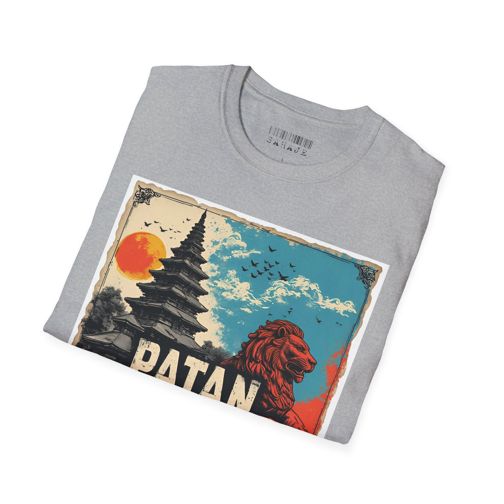 Patan City T-Shirt – Temple & Lion Graphic Tee, Nepali Cultural Heritage Design