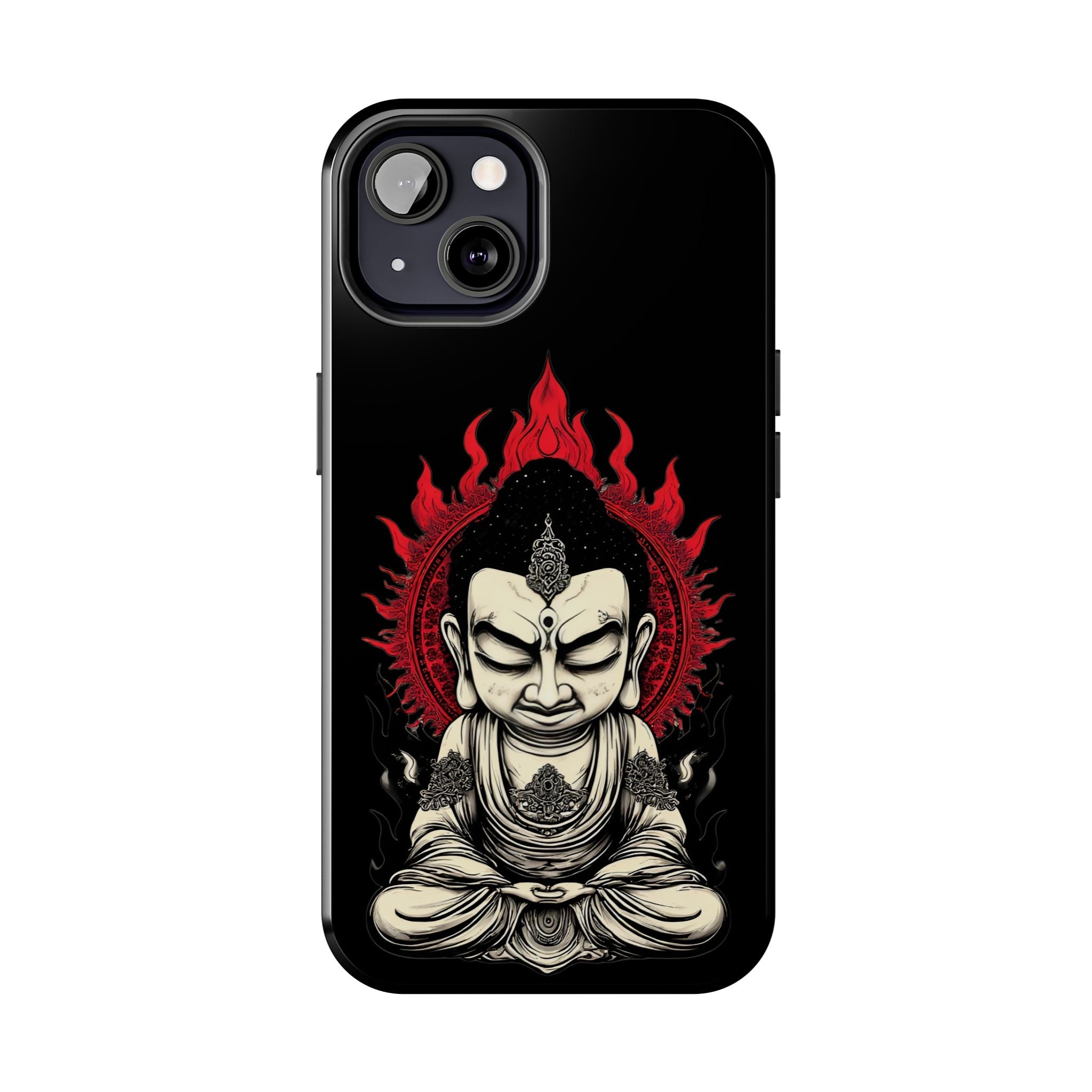 Meditative Buddha Tough Phone Case — Red Flame Zen Protection