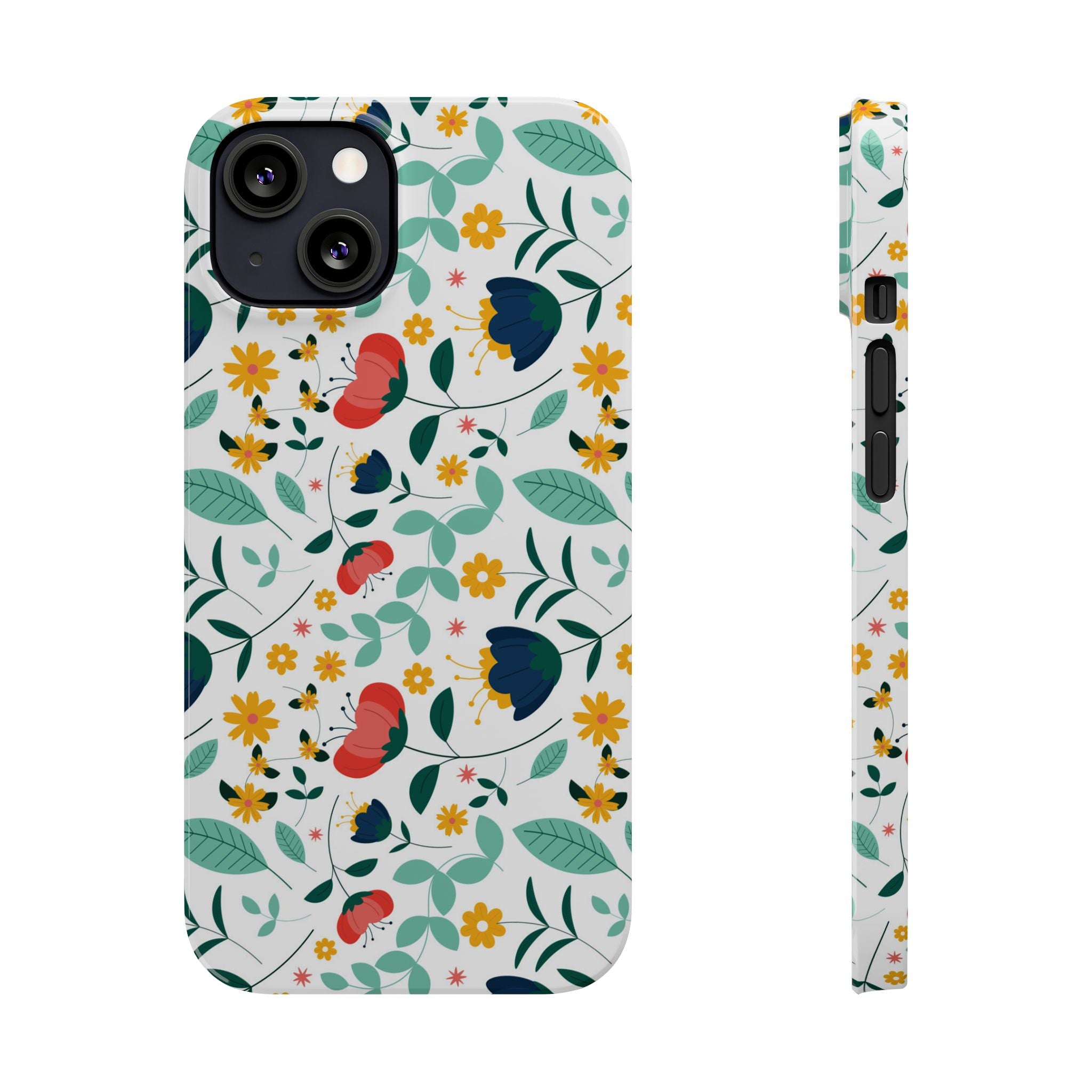 Floral Slim Phone Case — Colorful Folk Flower Pattern