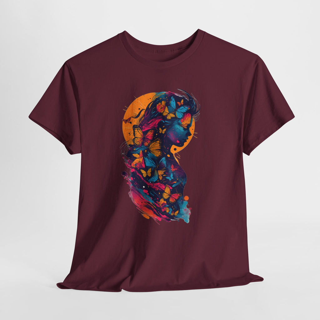 Butterfly Silhouette Graphic Tee — Colorful Maternity Profile Design