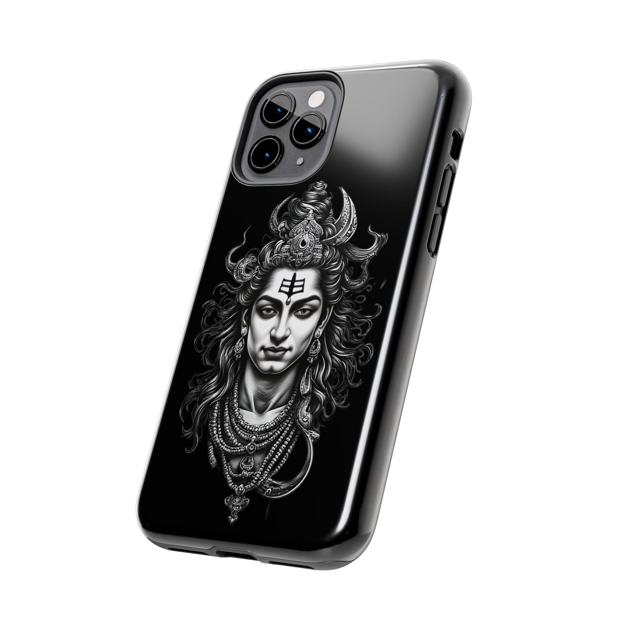 Phone Case — Intricate Lord Shiva Illustration on Black Tough Case