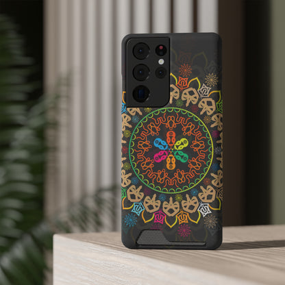 Colorful Mandala Phone Case with Card Holder, Bohemian Phone Accessory, Gift for Him/Her, Vibrant Smartphone Case, Artistic Phone Cover
