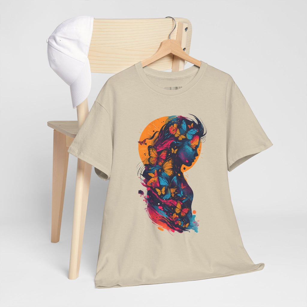 Butterfly Silhouette Graphic Tee — Colorful Maternity Profile Design