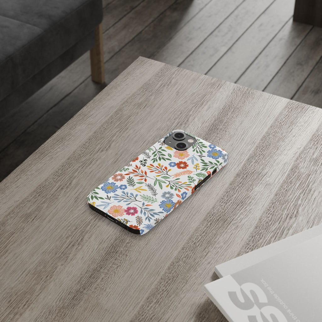 Slim Floral Phone Case — Colorful Hand-Drawn Wildflower Design