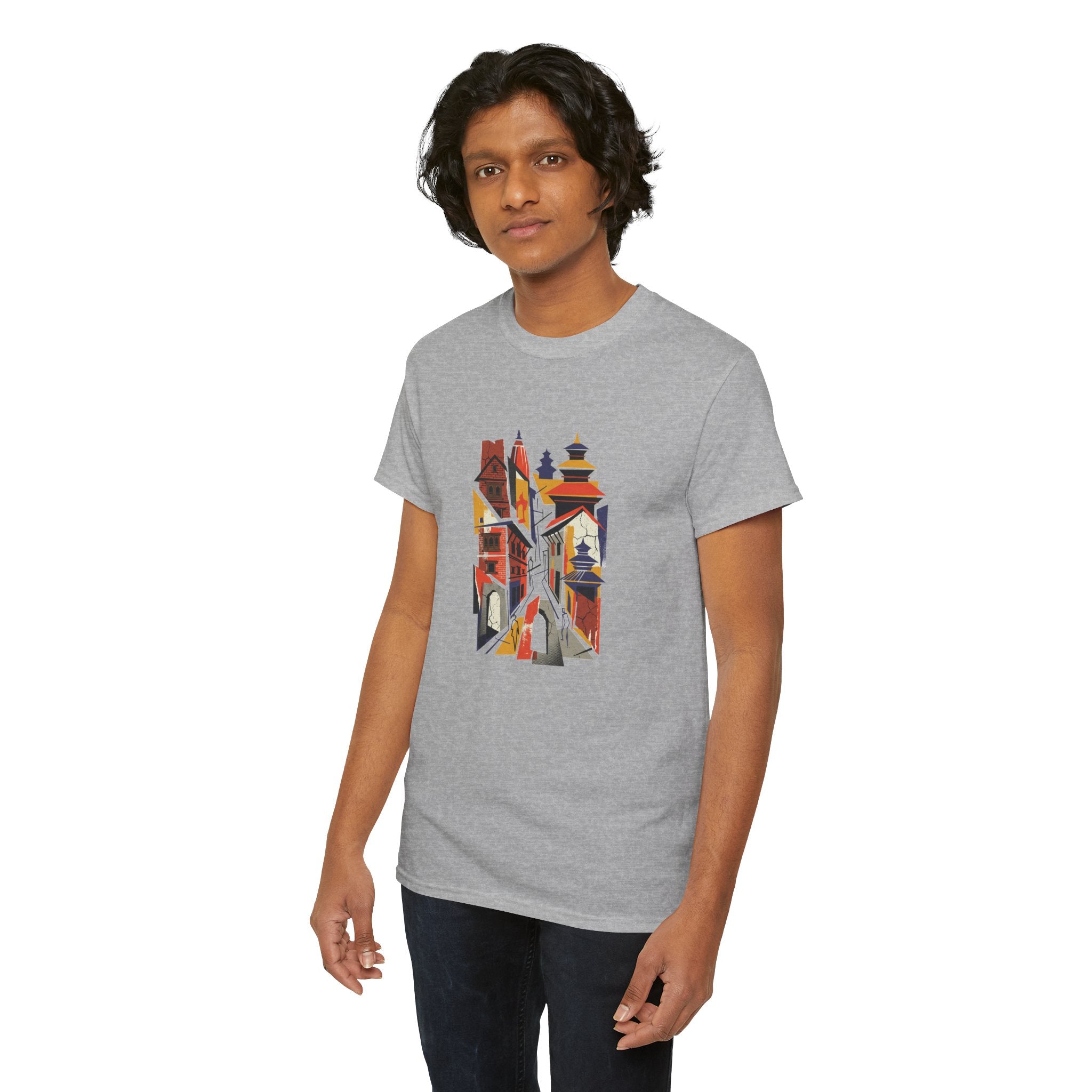 Cityscape Abstract Tee — Colorful Urban Architecture Graphic T‑Shirt