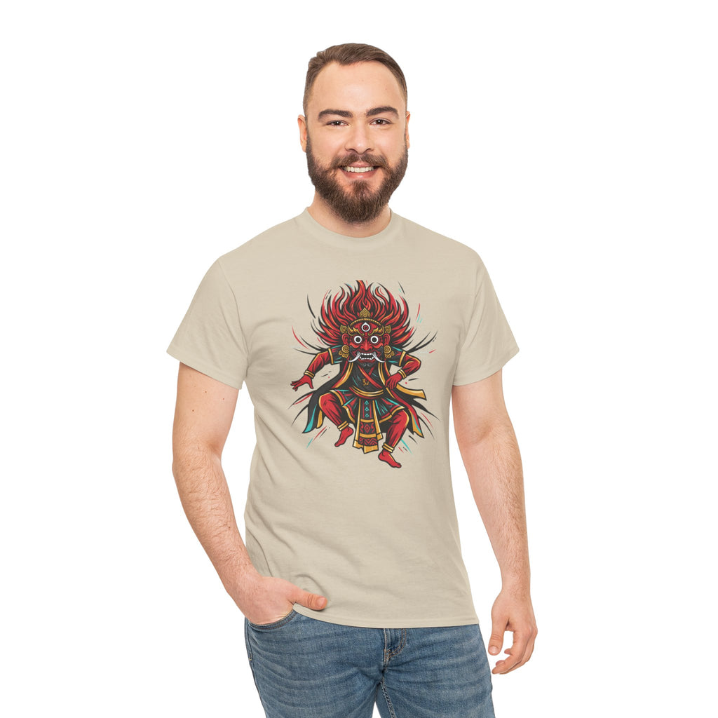 T-Shirt — Fierce Red Oni Demon Graphic Tee (Mythic Japanese Mask Design)