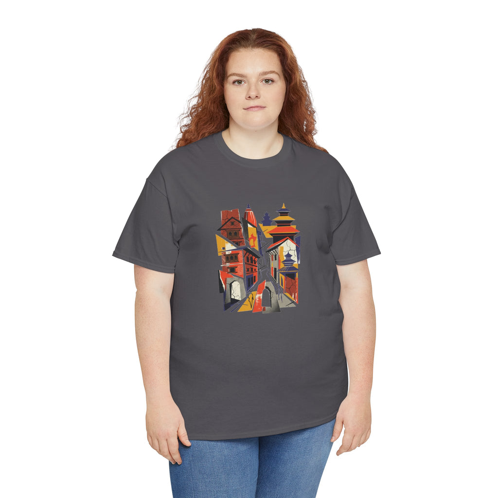 Cityscape Abstract Tee — Colorful Urban Architecture Graphic T‑Shirt