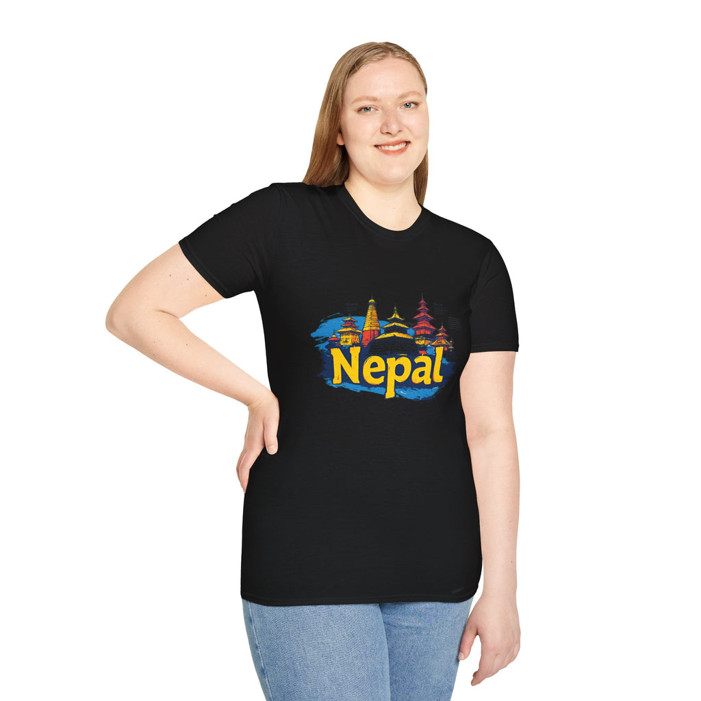 Nepal Temple Skyline T-Shirt – Nepali Cultural Heritage Graphic Tee, Travel & Spiritual Design