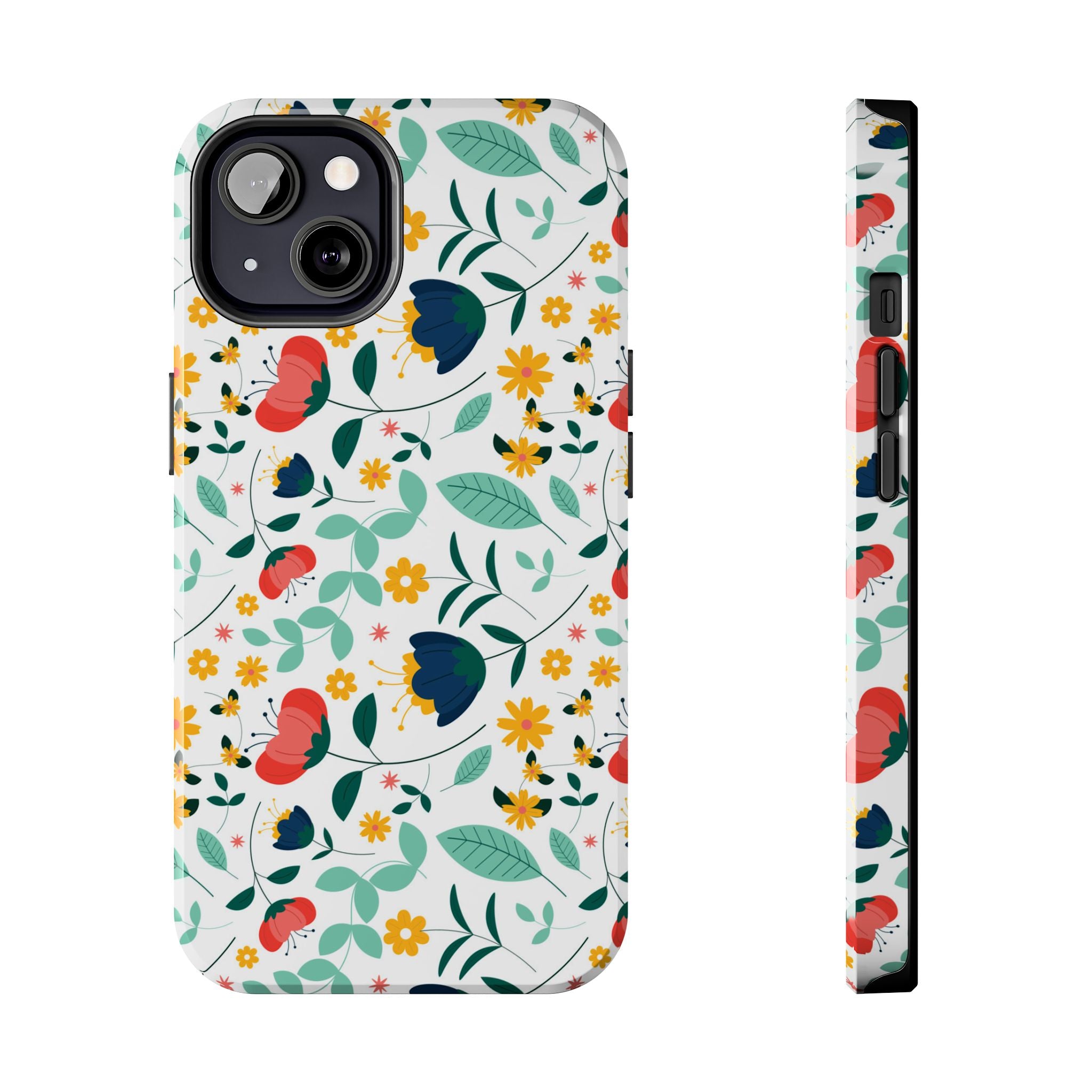 Floral Pattern Tough Phone Case — Colorful Spring Flowers Phone Cover