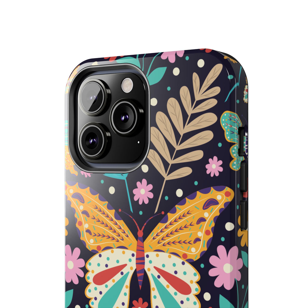 Floral Butterfly Tough Phone Case — Colorful Garden Protective Cover
