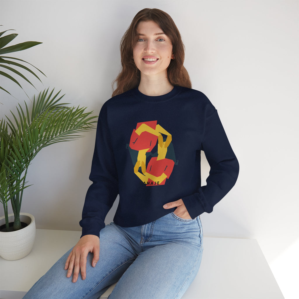 Abstract Flamingo Geometric Crewneck Sweatshirt