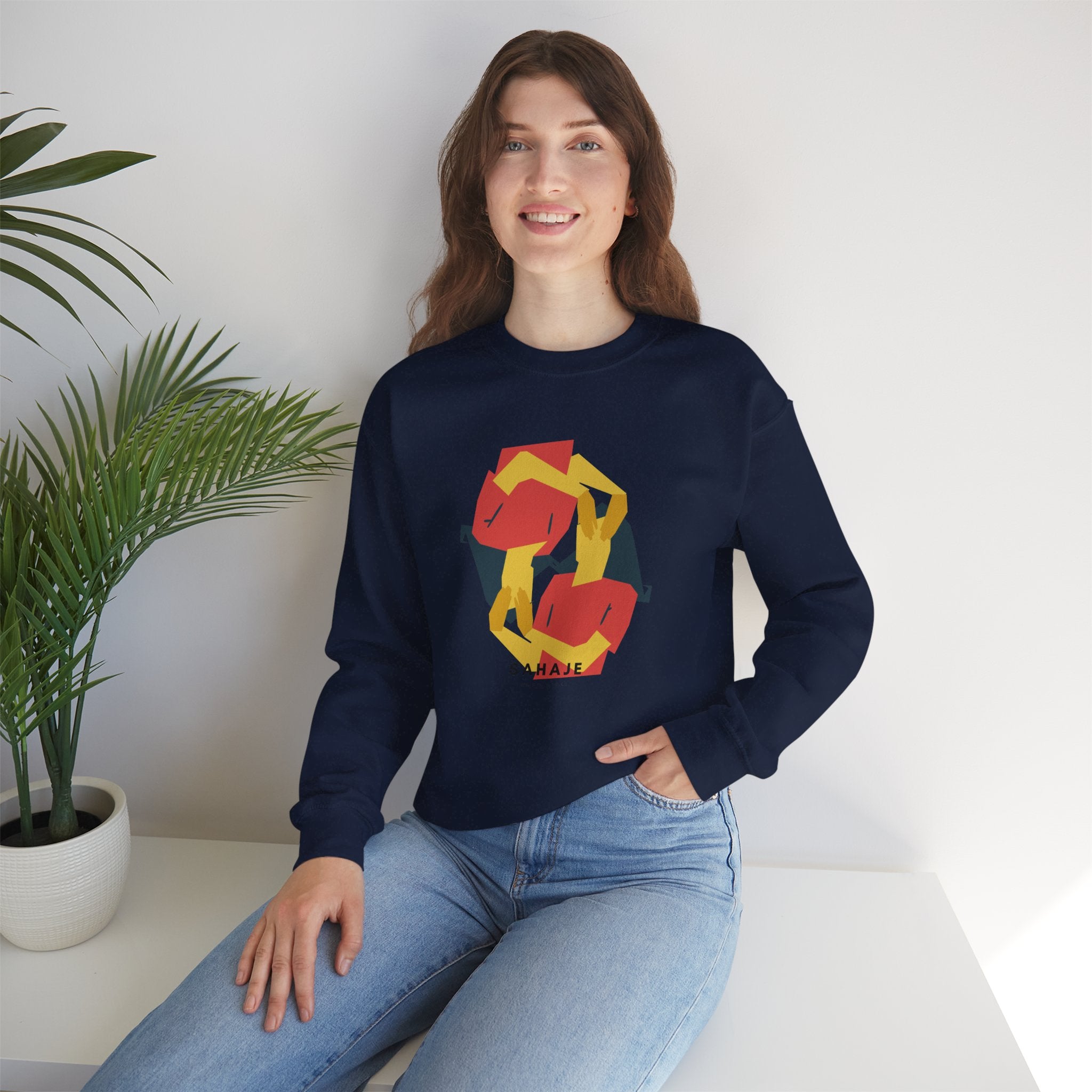 Abstract Flamingo Geometric Crewneck Sweatshirt