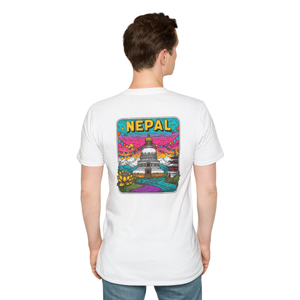 Nepal Graphic T-Shirt — Colorful Stupa Travel Tee