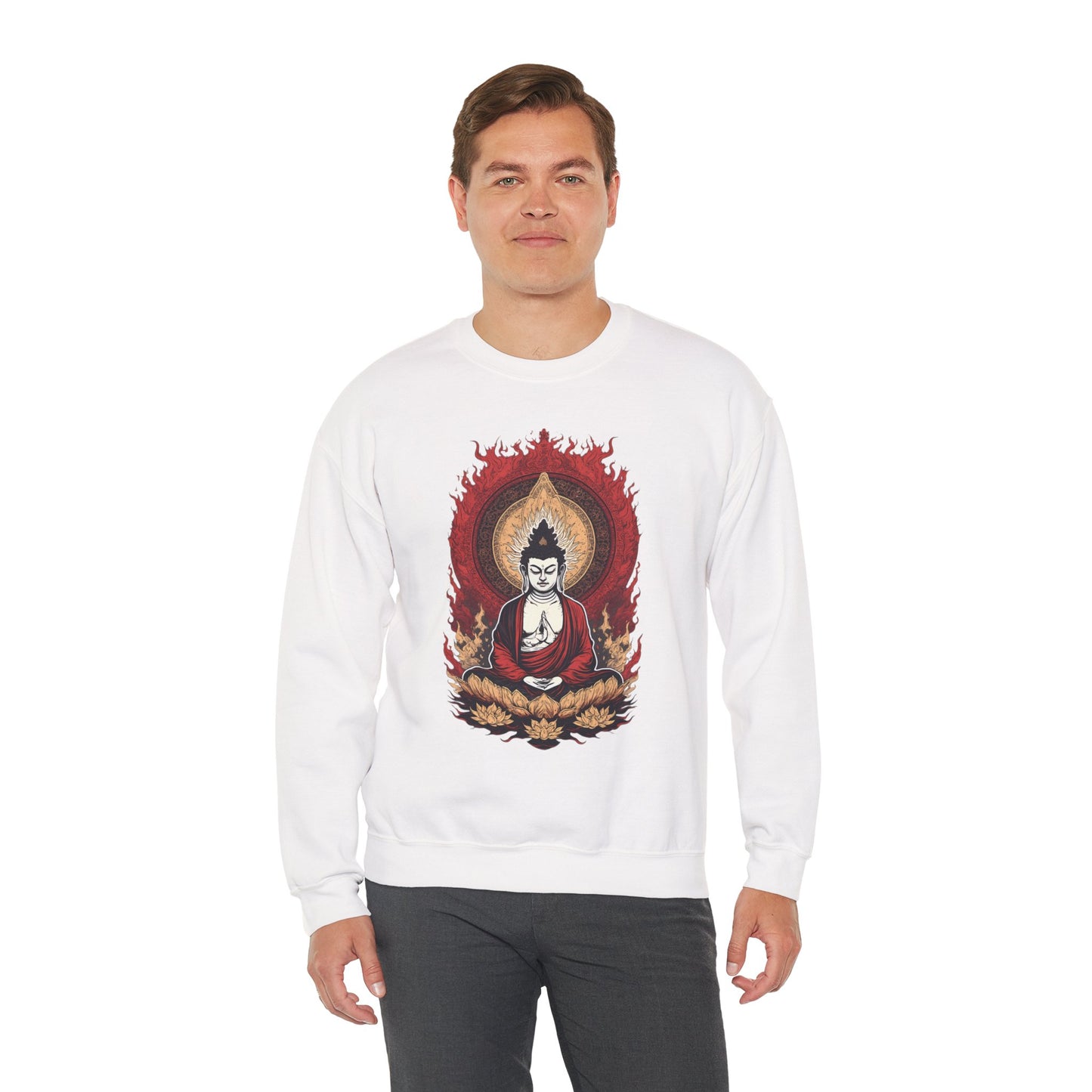 Buddha Lotus Flame Crewneck Sweatshirt
