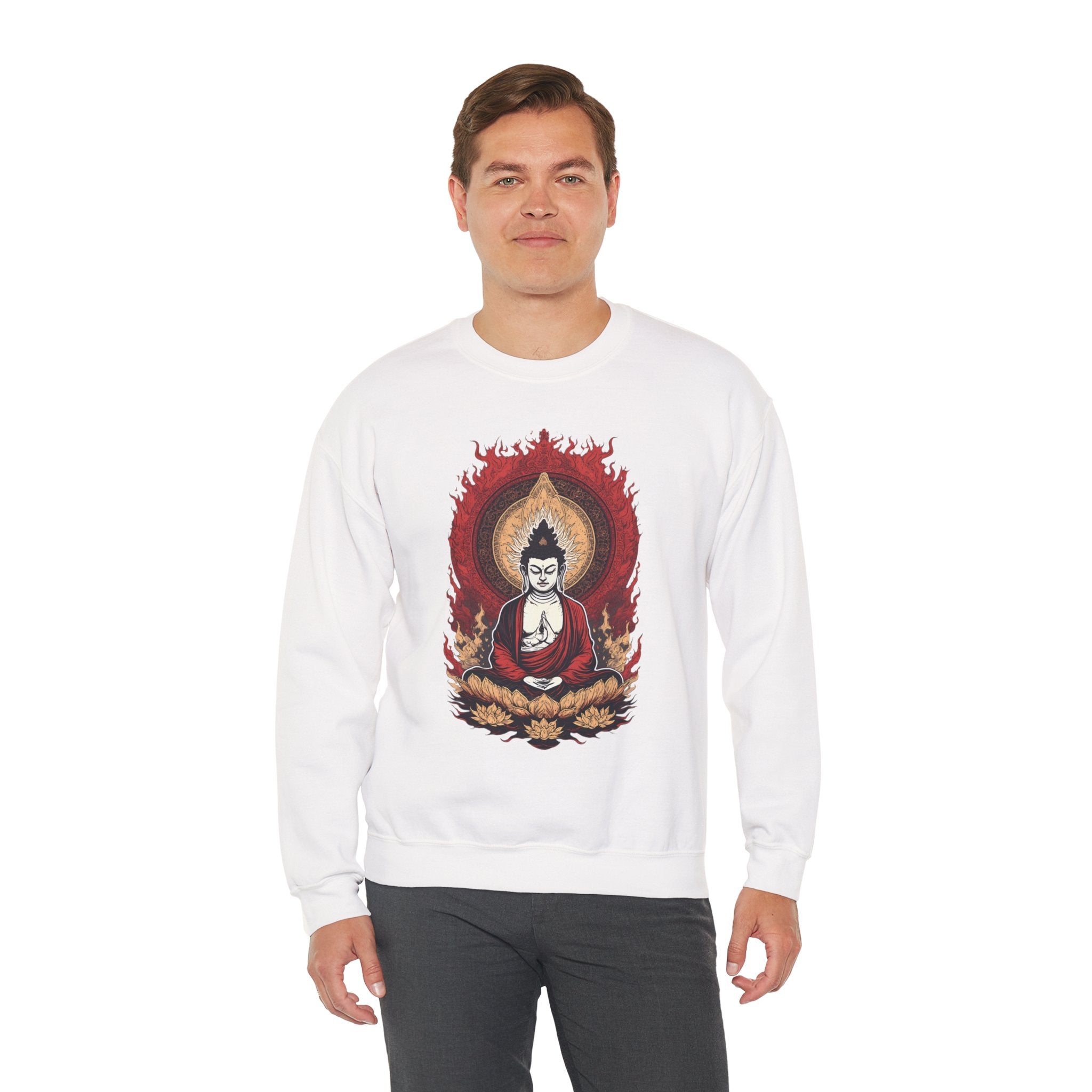 Buddha Lotus Flame Crewneck Sweatshirt